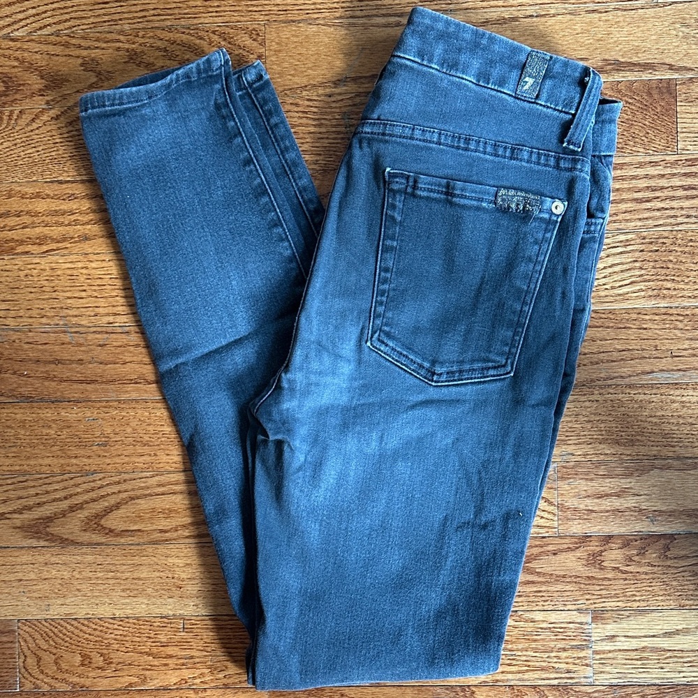 7 for All Mankind high waisted skinny. grey jeans